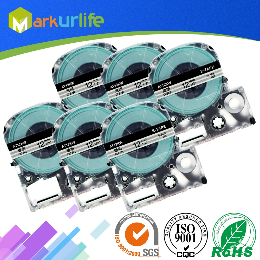 6 шт./лот lanimated Клейкие ленты для kingjim/Epson st12kw label carytridge совместимый epson lw-300 lw-400 (12 мм x
