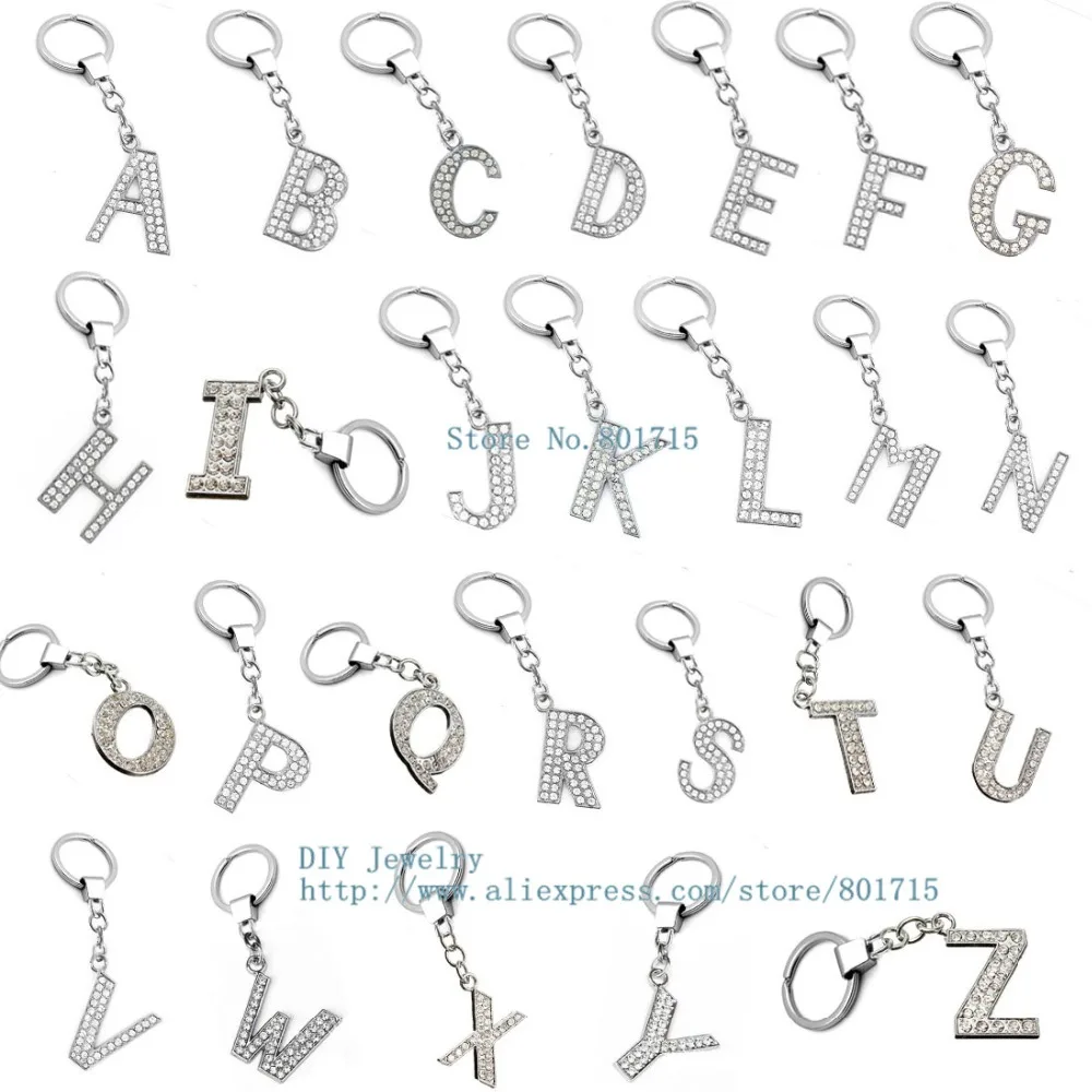 

NEW STYLE "Q-Z" full rhinestone hang letters Charms key chain fit for the bags as gift for friends with the best design