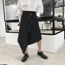 Новая мода поддельные два асимметричные юбки мужские летние нерегулярные фартуки нейтральный Haren шорты