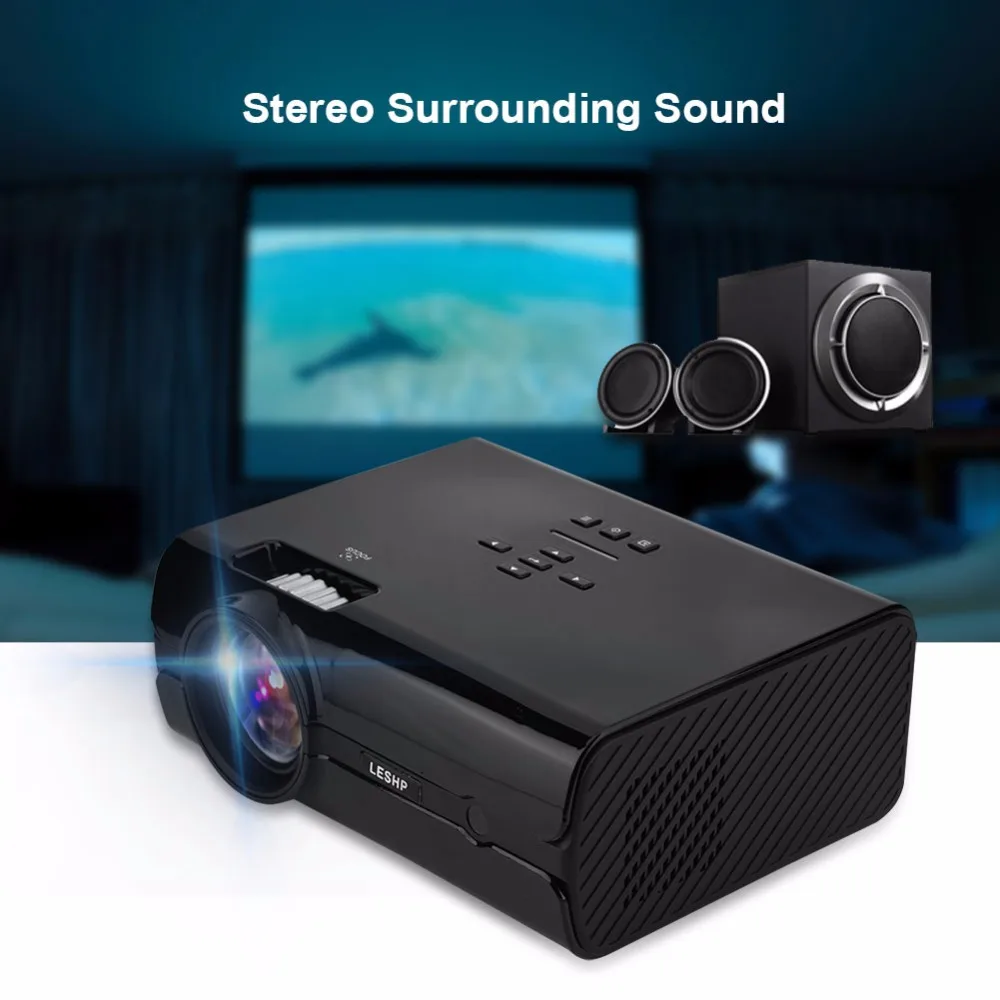 16.7K HD Mini Projector 1000:1 AV/VGA/USB/SD Card/HDMI/TV Input Home Theater Projector