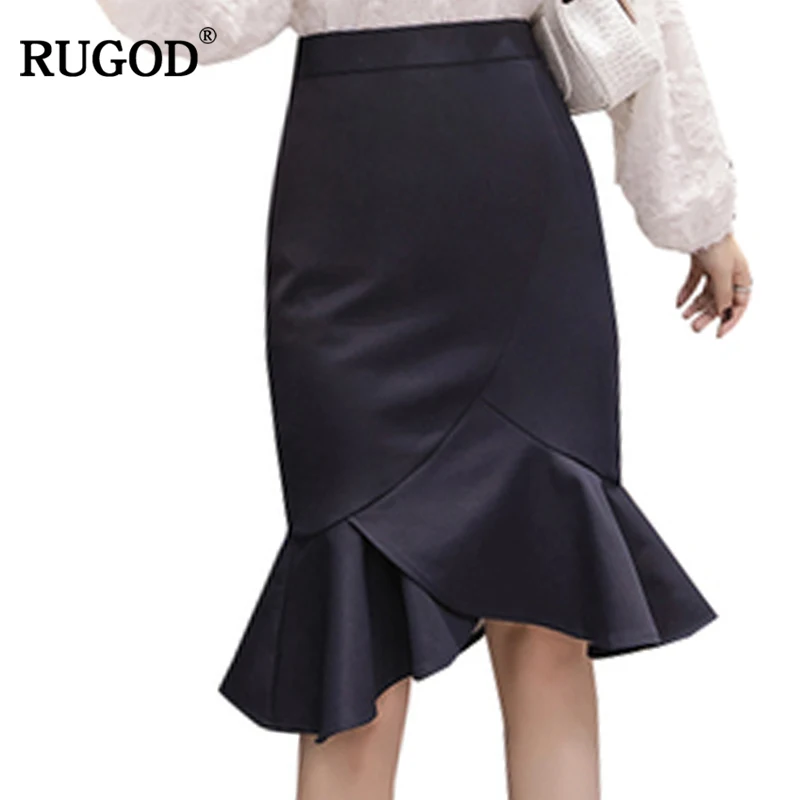 RUGOD/Новая модная Офисная Женская стильная юбка-труба, однотонная Юбка До Колена, юбка-Русалка для женщин, Faldas Mujer Moda 2018