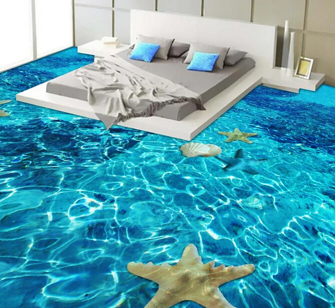 [Самоклеящаяся] 3D блестящая синяя морская 2 нескользящая водонепроницаемая фото