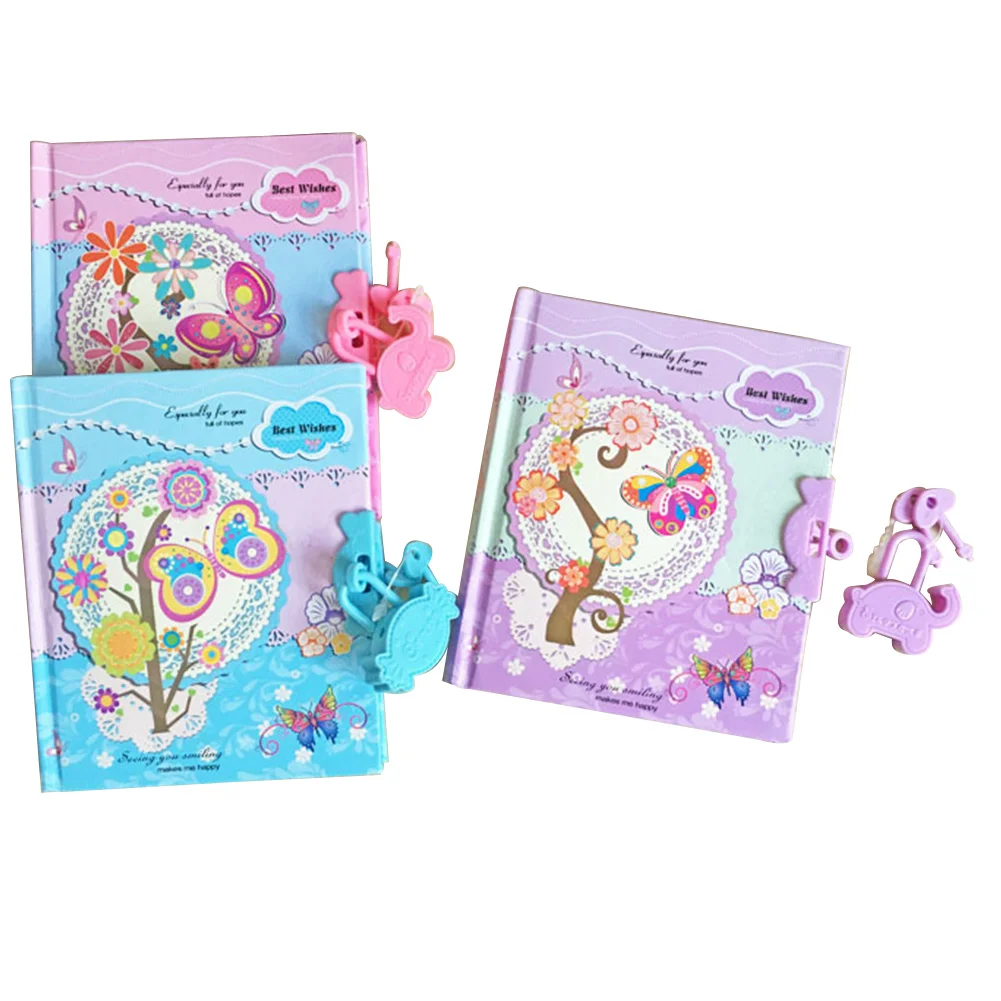 

Gift Children Copybook Cartoon Butterfly Pattern Diary Book Mini Notepad Students Can Lock Password Notebook Random Color