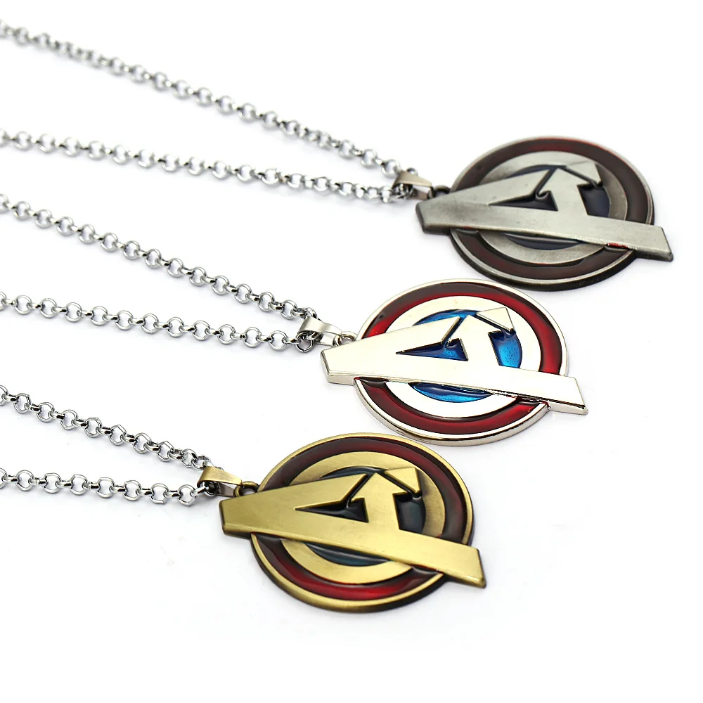 Movie Jewelry Marvel's The Avengers Logo Superheros Necklace Men Charms