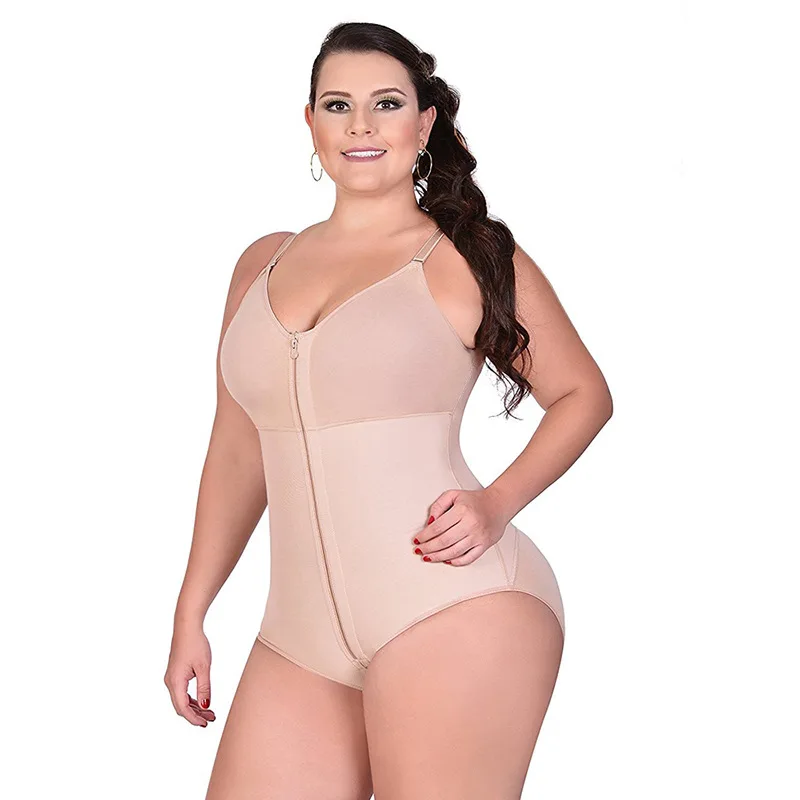 Women Shapewear Waist trainer Butt Firm Tummy Control Zip Front Open Bust Latex Bodysuit Full Body Shaper Slimming Plus Size 6X