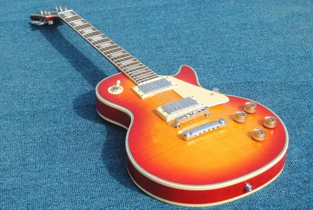 Cheap  Free Shipping Custom shop 1959 Reissue 59 R9 Cherry Burst Tiger Flame Top LP electric guitar