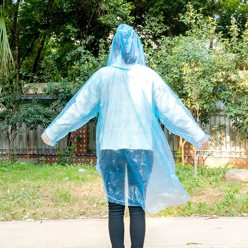 Adult Emergency Disposable Waterproof Raincoat Hood Poncho Travel