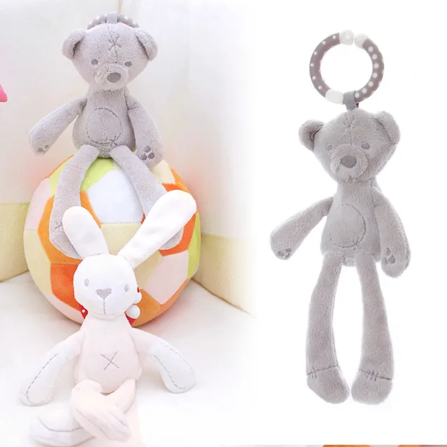 Rabbit Toys Bunny Bear Soft Cute Baby Crib Stroller Plush Infant Doll Mobile Bed Pram kid Animal Hanging Ring Toys игрушки 3