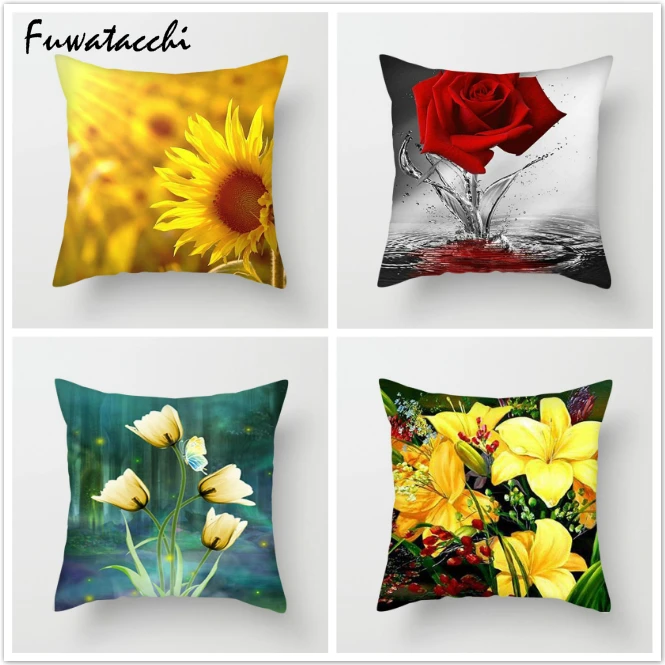 

Fuwatacchi Flower Pillow Cover Throw Pillows Multi Color Floral Printed Cushion CoverDecorative Pillowcase for Home Sofa Bedroom