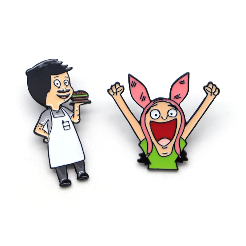 Мультфильм животное броши для Для женщин "Bob's Burgers"; эмаль на булавке для детей лацкан булавки "Сумка" джинсовая куртка значок Луиз брошь Q1226