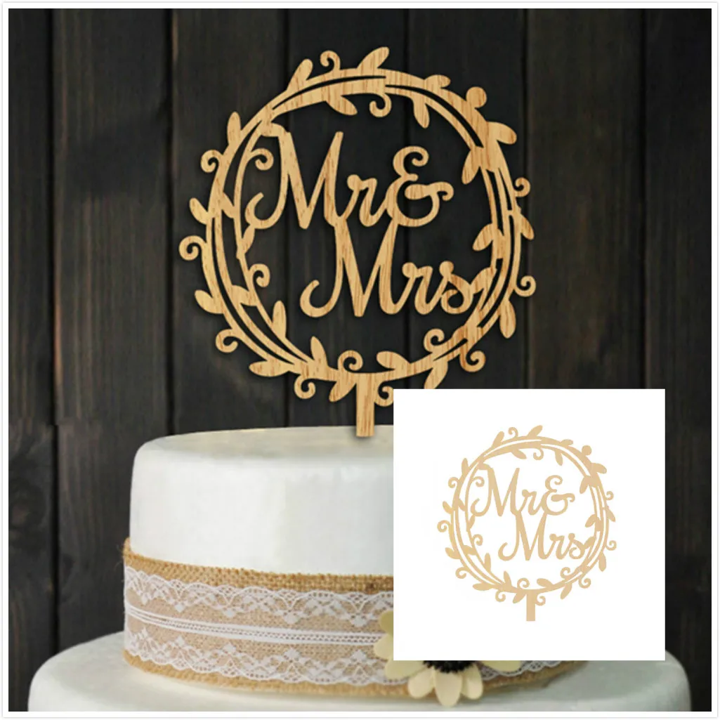 

1pc Wedding Supplies MR MRS Wedding Cake Topper Cake Flag Cupcake Toppers Wedding Mr And Mrs Wooden Cake Topper Cake Picks