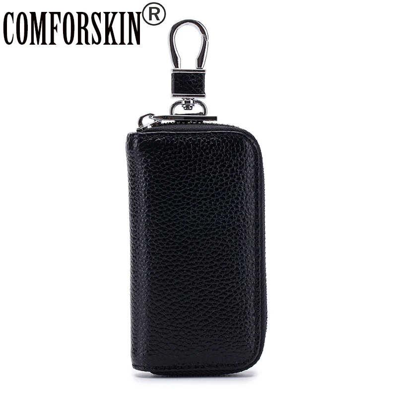 

COMFORSKIN Genuine Leather Unisex Key Wallets New Arrivals Multi-function Key Housekeepers Hot Brand Men Leather Key Holder 2019