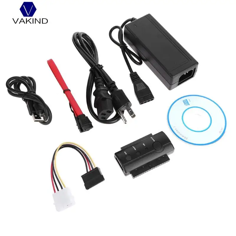 

VAKIND Black USB2.0 To IDE SATA 2.5/3.5 inch Hard Drive Disk HDD Converter Large 4Pin Adapter Power Cord Cable Wire