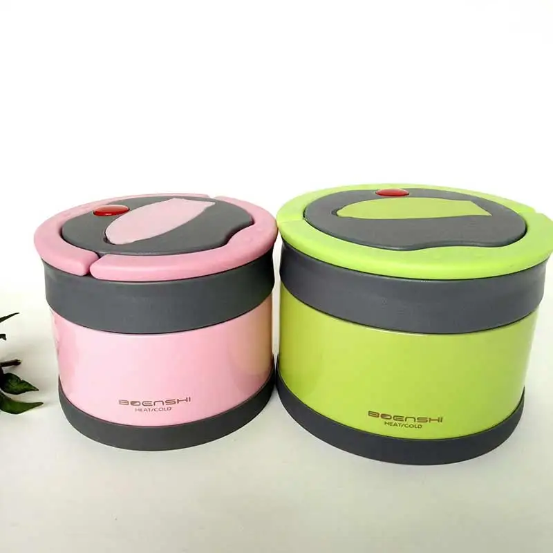 

Best 304 Stainless Steel Round Lunch Box Thermo Food Containers Heat cold Insulated Kids Student Office Snack Food Storage Boxe