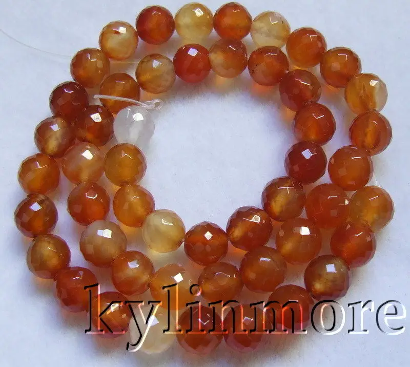 

8SE09282a 8mm Carnelian Faceted Round Beads 15''