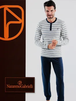 

Pajamas long cotton with striped knit