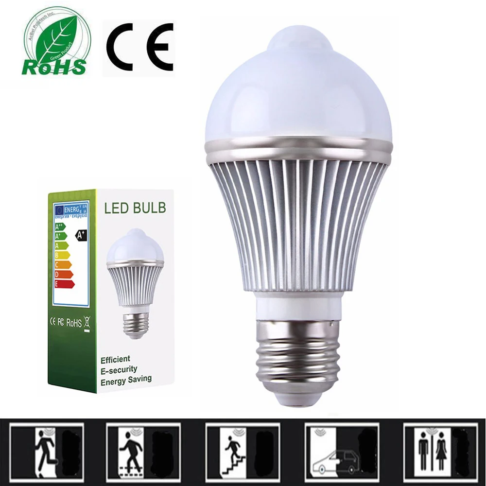 5W PIR Motion Sensor Led Bulb with light Control Switch Bulb Wall Light