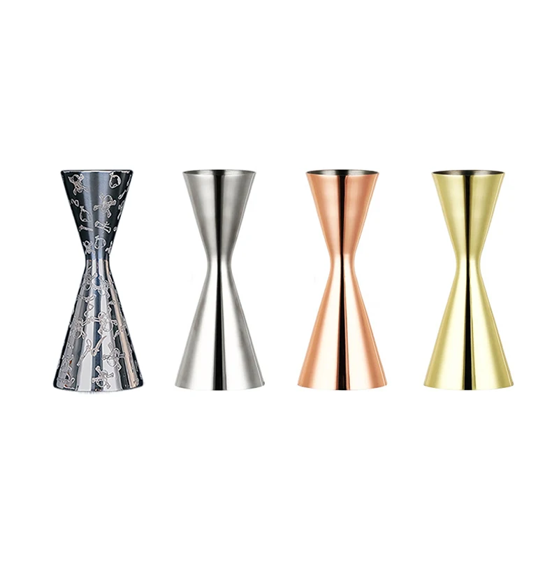 1pc Japanese Style Double Cocktail Jigger Measure Liquor with Confidence Like a Professional Bartender Stainless Steel Cocktail Jigger Holds 0.5oz // 1.5oz 0.5//1.5oz Gold Double Jigger