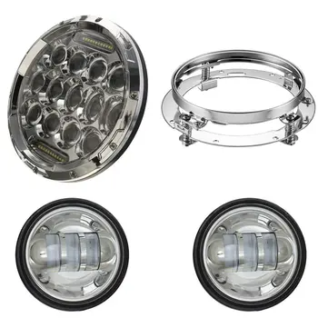 

1 Set 7'' Motorcycle headlight High/Low Beam LED Bulb for Harley 4 1/2'' led passing lights for Harley with Bracket
