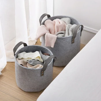 

Felt Material Cylinder Sundries Collect Storage Basket Lightweight And Sturdy For Clothes Sundry Toy Towel And Toilet Use S