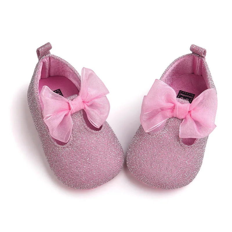 Wonbo/Новое поступление; обувь для маленьких девочек из кожи и блестящей ткани; женская обувь для малышей; балетная обувь принцессы для новорожденных; детская кроватка; Первые ходунки - Цвет: Pink