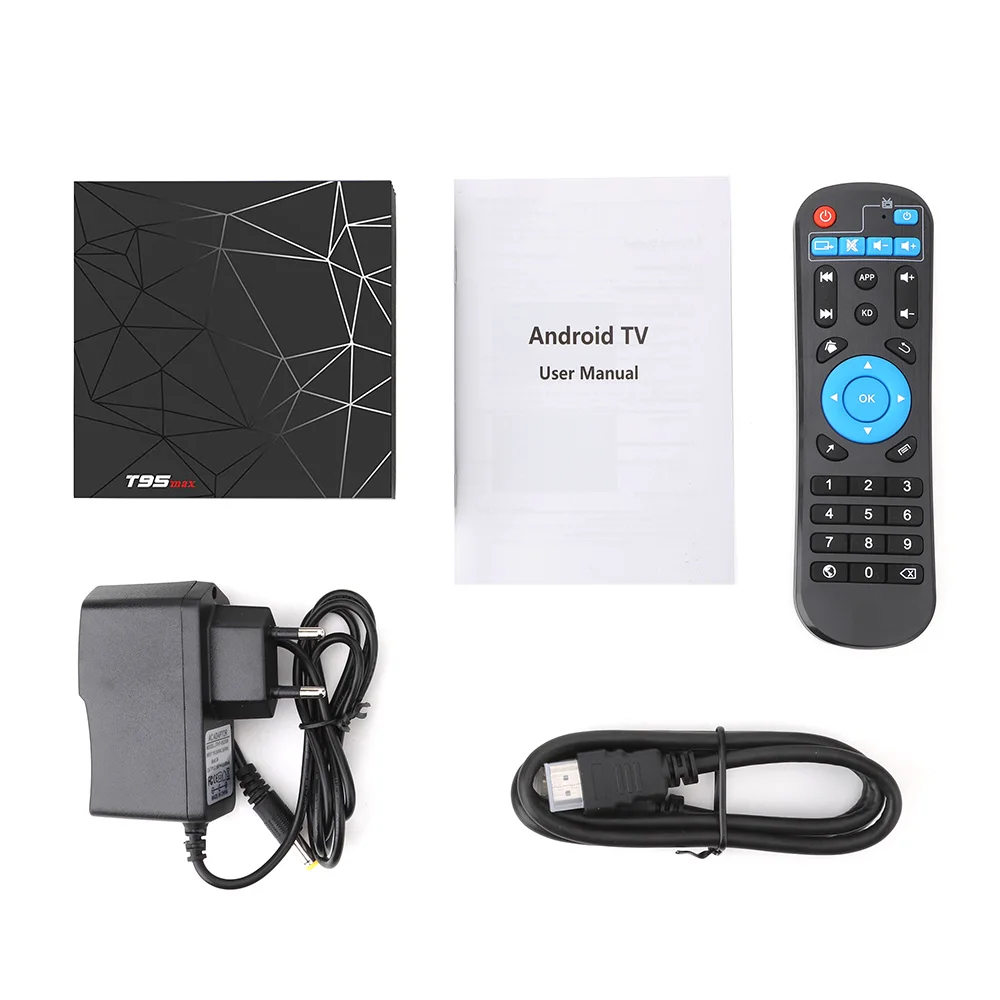 Android 9.0 T95 MAX Smart TV Box 6K HD Set Top Box USB 3.0 2.4G Wifi H6 Quad Core Cortex A53 Media Player DDR3 4GB 32GB T95MAX