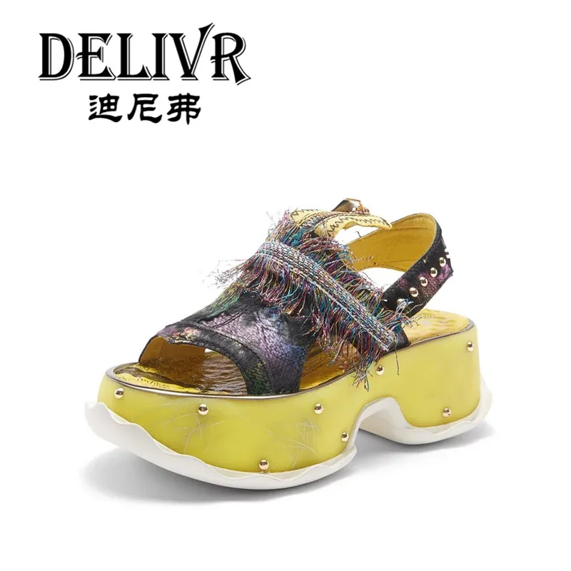 

Delivr 2019 Summer Platform Sandals Ladies Wedges Thick Sole Fashion Punk Rivets Female Sandals Women'S Casual Mixed Colors