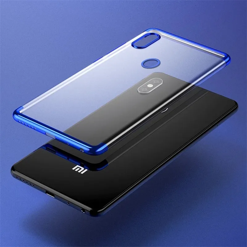 

ZEALLION For Xiaomi Mi8 8se Mix 2s Luxury Plating Transparent Case Silicone Clear TPU Soft Back Cover