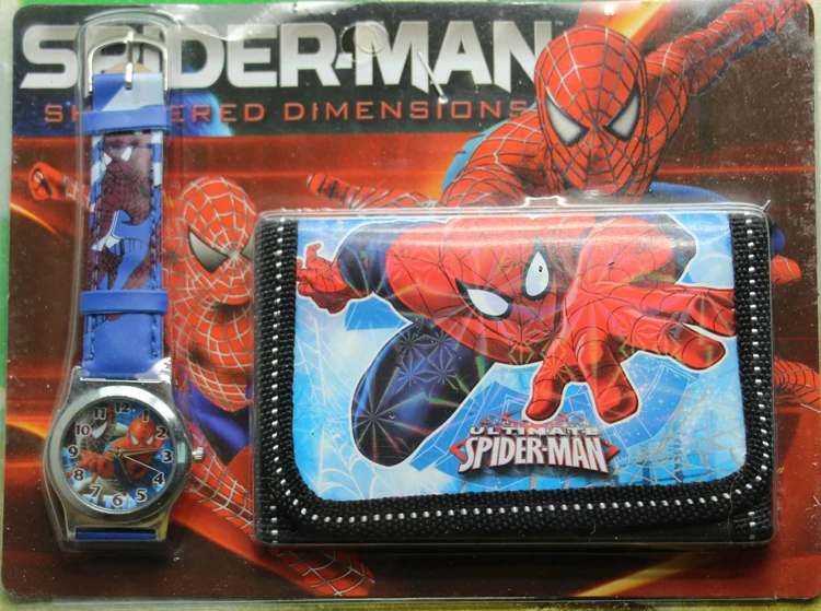 1pcs free delivery christmas spiderman watches and wallet watches christmas spiderman