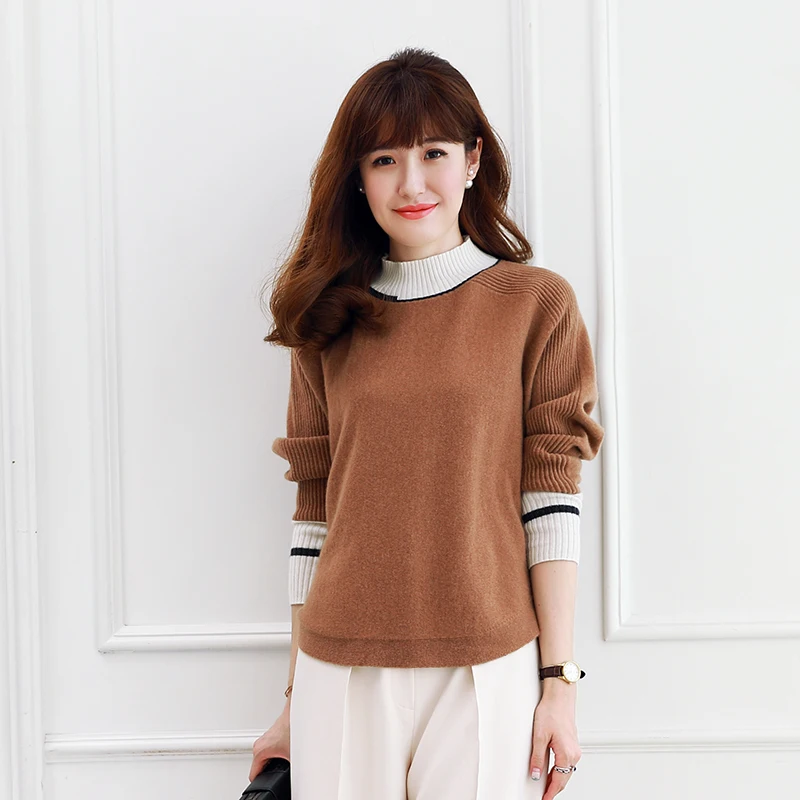 adohon 2018 womens winter Cashmere sweaters and auntmun women knitted Pullovers Oneck Patchwork High Quality Warm Female Solid adohon 2018 womens winter Cashmere sweaters and auntmun women knitted Pullovers Oneck Patchwork High Quality Warm Female Solid