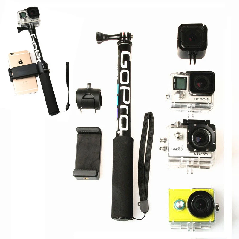 Self Selfie Stick Handheld Extendable Pole Monopod Phone Holder Adapter For Go Pro Hero 9 8 7 10