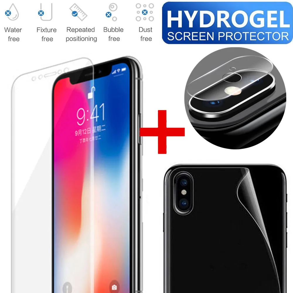 

Front+Back+Camera Lens Hydrogel HD Screen Protector Film For iPhone XS Max 6.5 inch XS 5.8 inch XR 6.1 inch Full Coverage