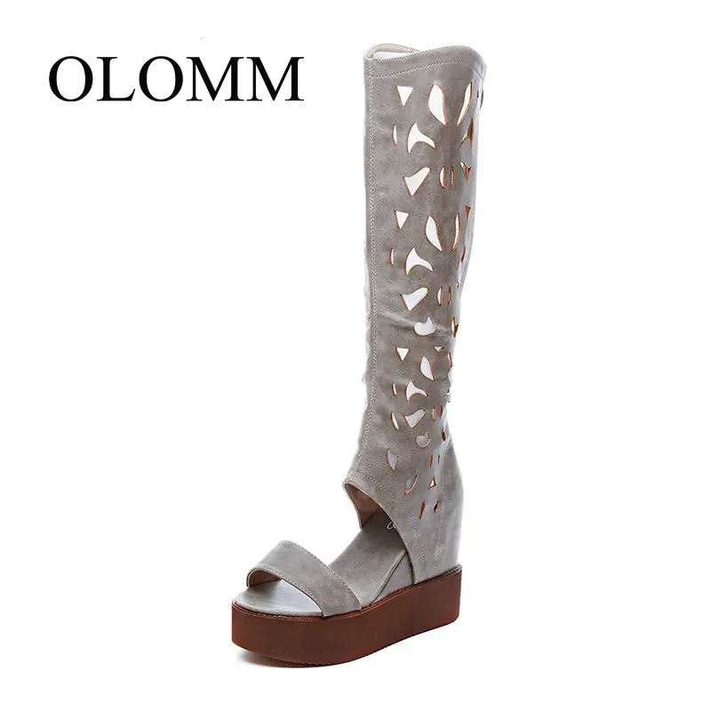 OLOMM net boots hollow belt with 2019 summer new thick-soled cool fish mouth fashion wild women sandals TT-247 | Обувь