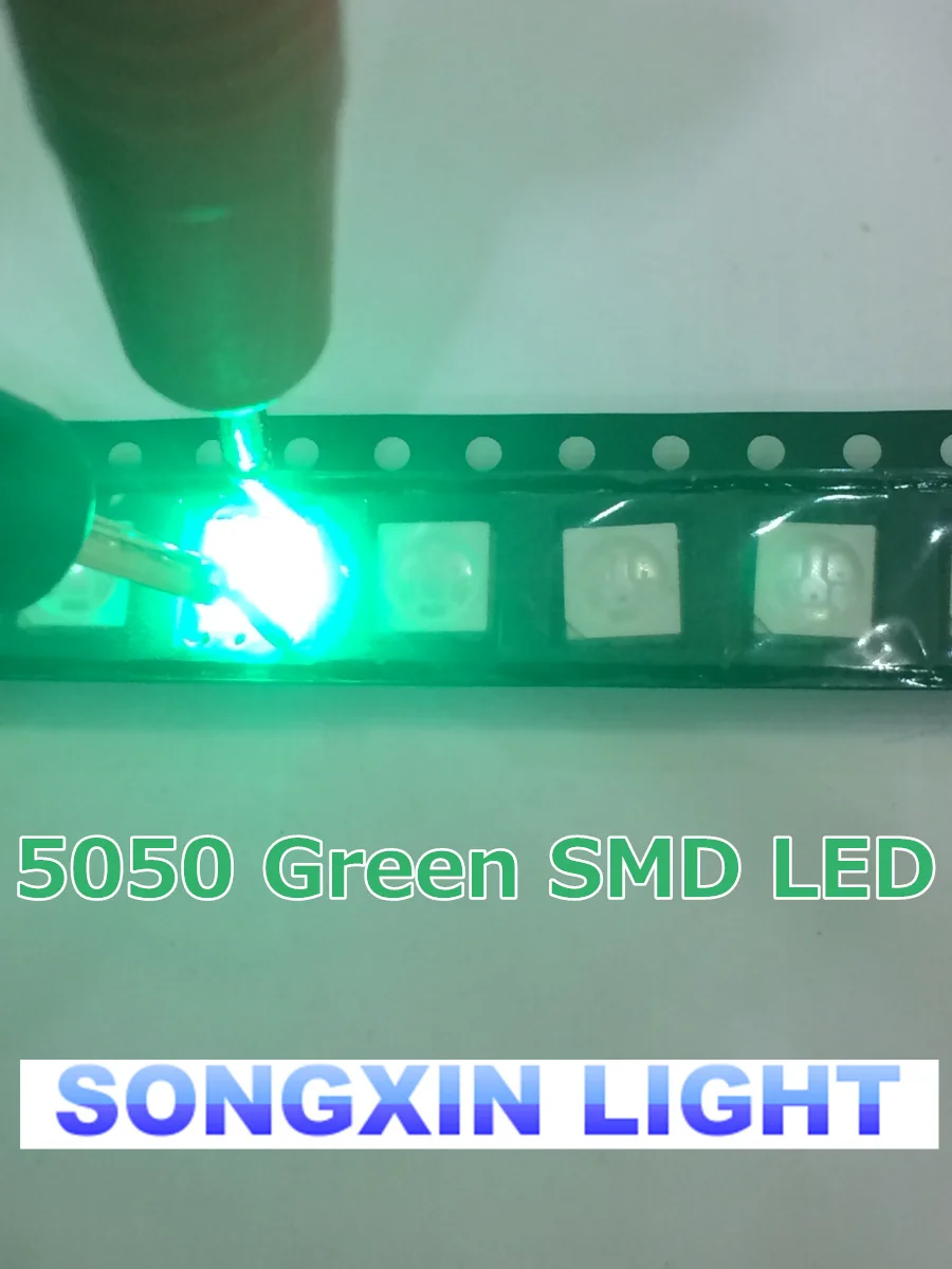 500 шт. 5050 SMD зеленые фотолампы с 3 чипами 9000 MCD ультраяркие светодиоды высокого