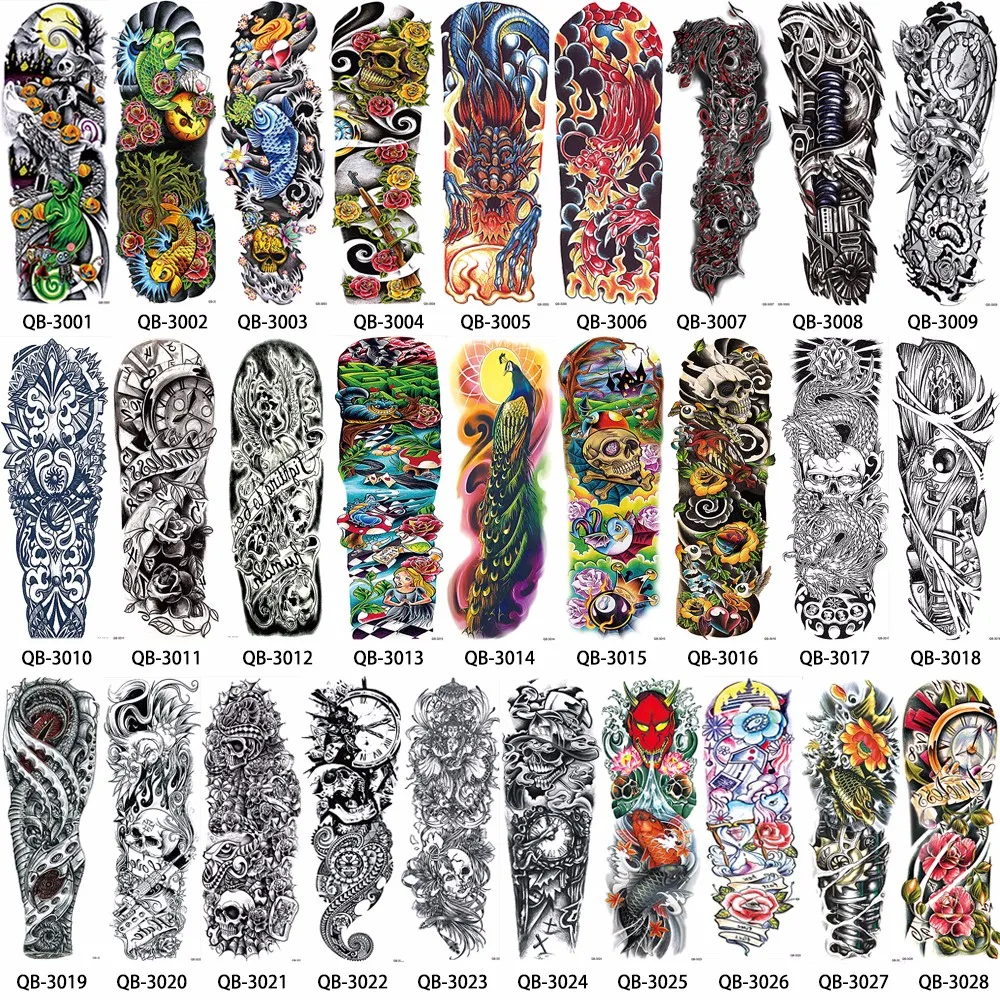 Full Arm Body Art Temporary Tattoo Sticker  (2)