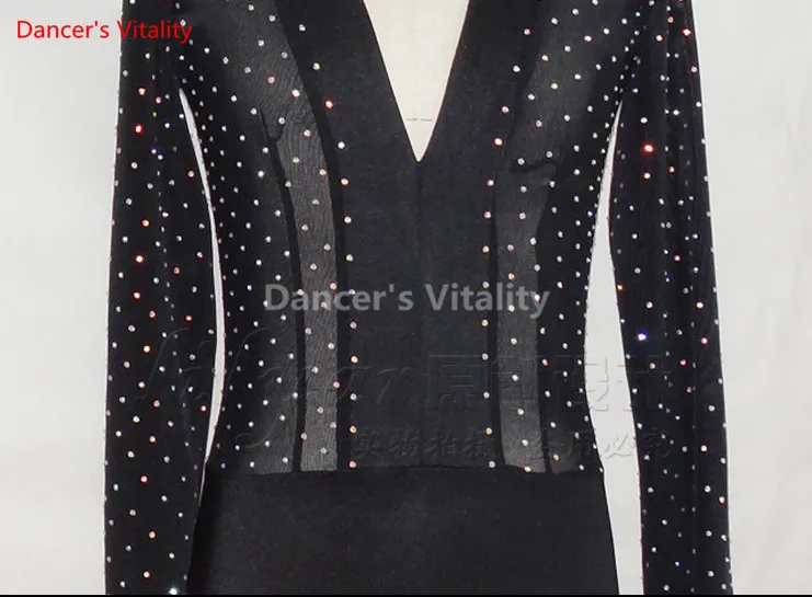 2017Male Latin v collar Dancing Tops Dancing Tops Showing Wear Adult Original Clothes Man Long sleeves Latin Dance Tops male tango outfit