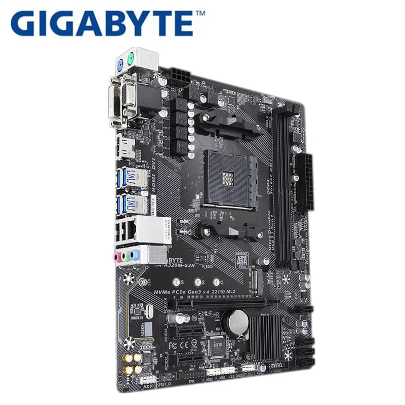 Для Gigabyte GA-A320M-S2H оригинальная новая системная плата AMD Socket LGA 1151 DDR4 USB3.0 SATA3.0 VGA+ DVI+ HDMI