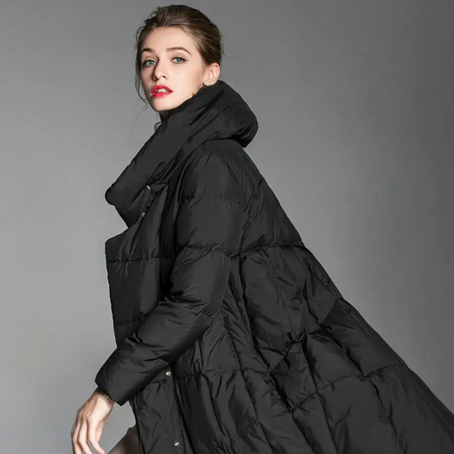 

European Beauty 2019 New Hooded Large Size Down Jacket White Duck Down