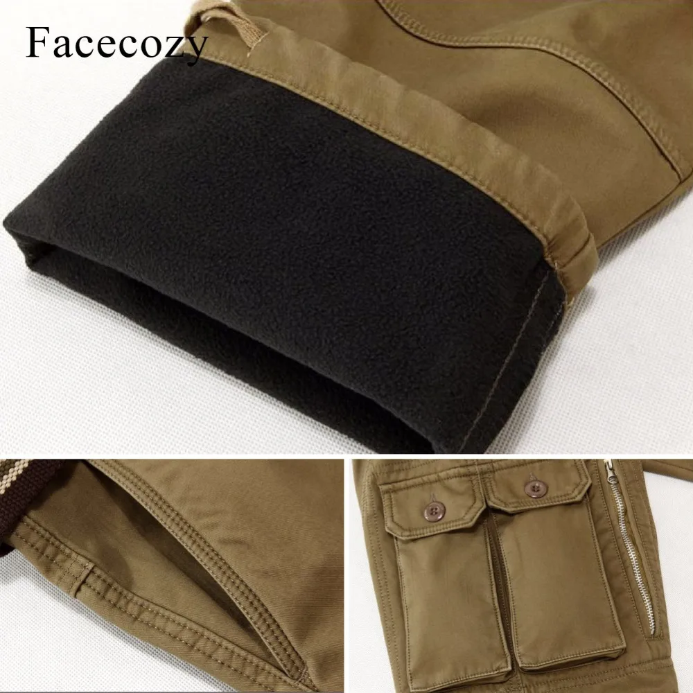 Facecozy мужские зимние теплые хлопковые спортивные брюки толстые флисовые для