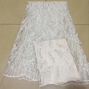 

2018 New design Nigeria french Lace with Stone Lace Fabric High Quality Lace White Nigerian Lace Fabrics For Wedding for ladyL5
