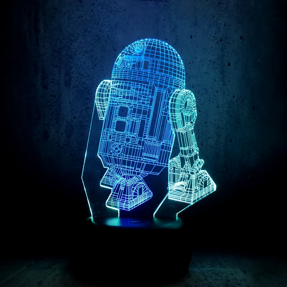 Новый 3D Звездные войны персонаж R2 D2 робот мультфильм лампа смешанный цвет