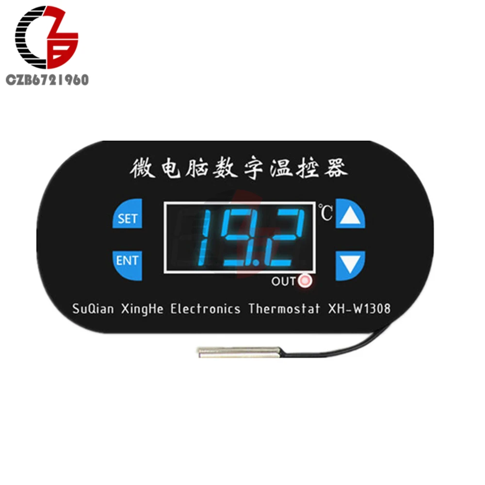 

DC 12V LED Digital Thermostat Alarm Temperature Controller Temperature Sensor Meter Detector Thermometer Measuring Set NTC Blue