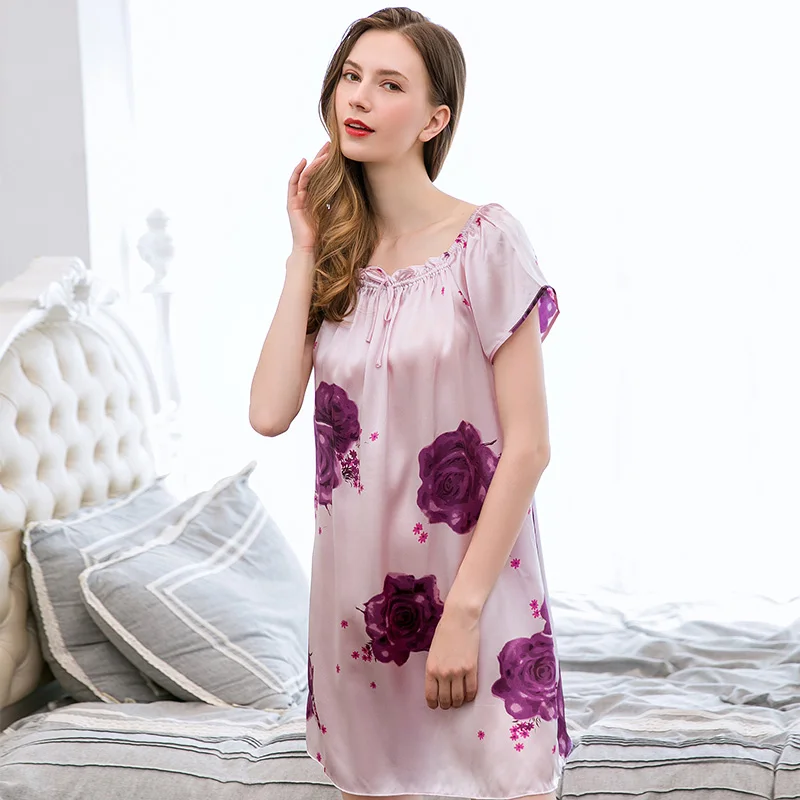 Натуральный шелк одежда для отдыха ночная рубашка для женщин халат одежда для сна ночная рубашка для женщин натуральный шелк ночная рубашка халаты - Цвет: Color 9