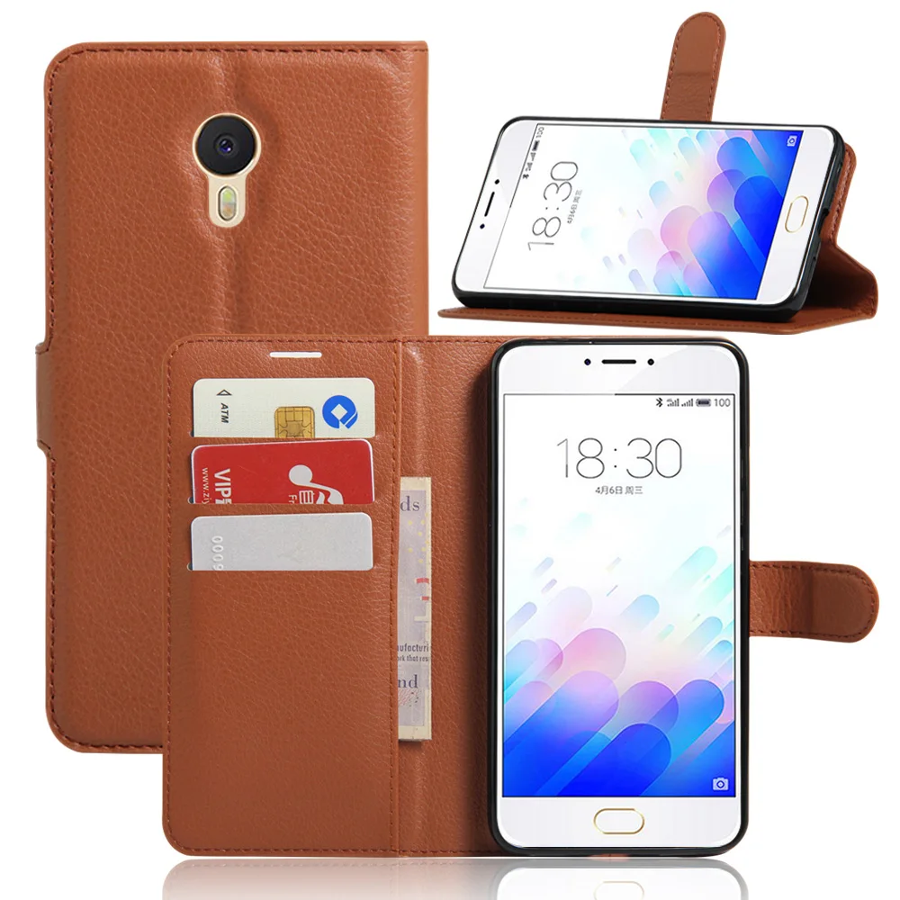 Модный кожаный чехол-кошелек из зернистой ПУ кожи для Meizu M3 Note 5 дюймов защитный