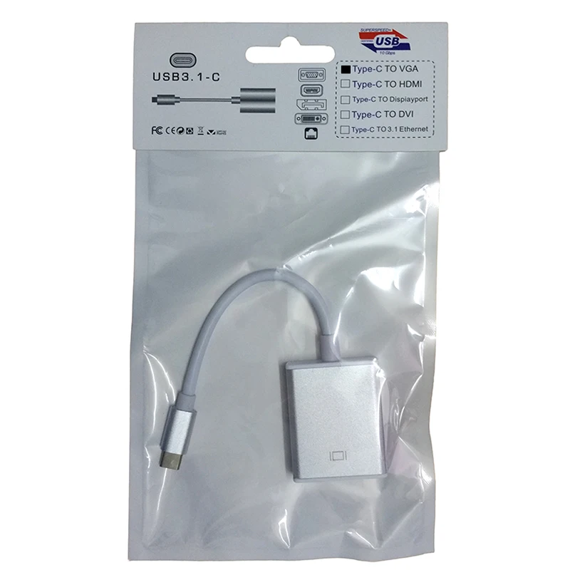 Тип C USB 3,1 мужчина к VGA 15pin Женский адаптер кабель для ноутбука Macbook