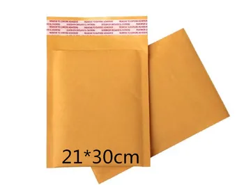 

21*30cm 100pcs/lot Kraft Bubble Mailers Padded Bubble Envelopes Paper Bags Envelope Yellow Mailing Bag Free Shipping