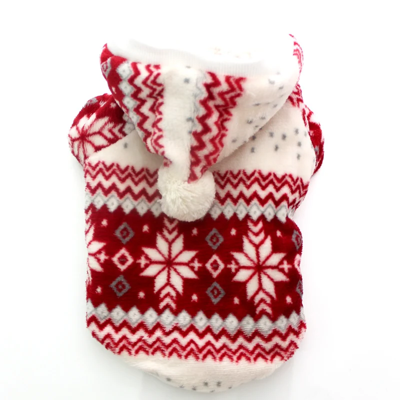 Рождественский свитер с капюшоном для собак и кошек; куртка; пальто; одежда с рисунком снежных хлопьев; 4 размера