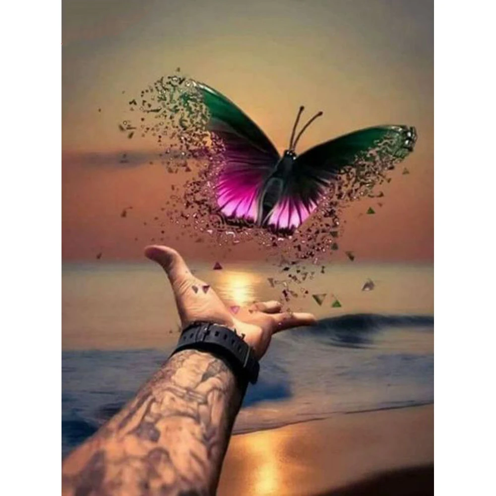 HUACAN-Full-Square-Diamond-Embroidery-Butterfly-Full-Display-Animal-Diamond-Painting-Cross-Stitch-Mosaic-5D-DIY