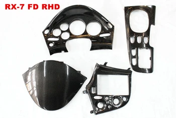 

For RX7 LHD 4pcs carbon fiber Interior Gauge Hood, Gauge Bezel, A/C Bezel and Shifter Panel