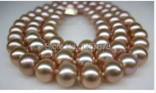 

huij 002917 10-11MM NATURAL SOUTH SEA GENUINE GOLD PINK PEARL NECKLACE
